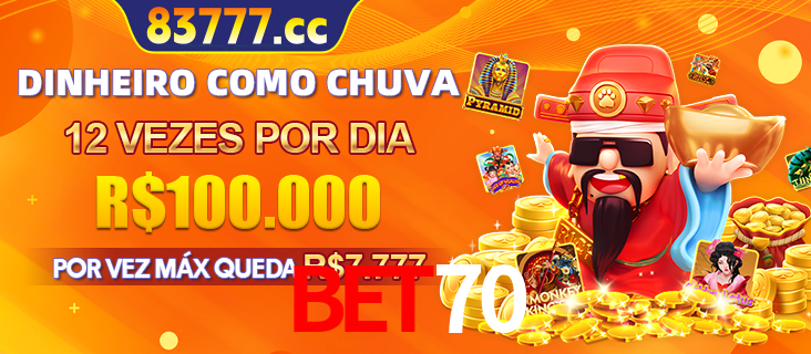 Banner do programa de recompensas Recomende para amigos do bet70, detalhando os bônus por convidar amigos, com prêmios que chegam a R$288.888.