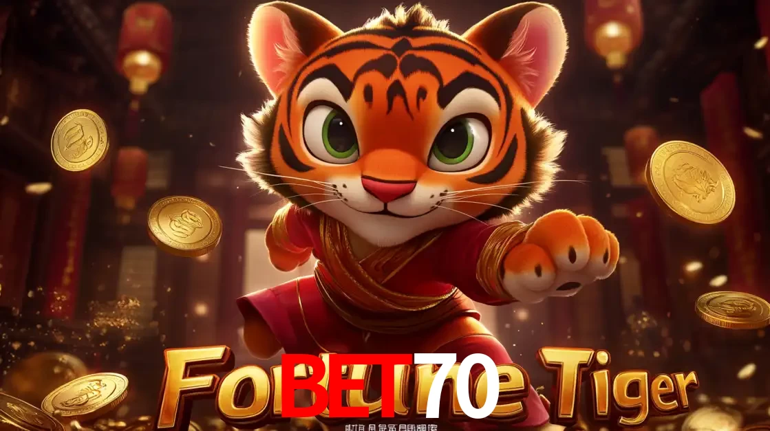 O carismático mascote do jogo de slot Fortune Tiger, um tigre fofo em pose de artes marciais, pronto para trazer sorte e multiplicadores de ganhos no cassino online bet70.